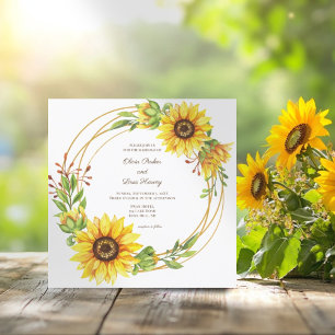 Sunflower wreath golden ring boho wedding