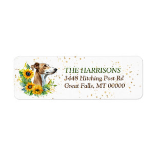 Sunflower Wreath Greyhound Dog Return Address Label