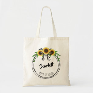Sunflower Wreath Maid of Honor Tote Bag