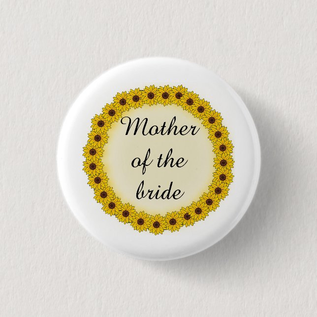 Sunflower Wreath Mother/Grandmother of the Bride Button (Front)