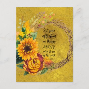 Sunflower Wreath With Bible Verse Postcard by Christian_Quote at Zazzle