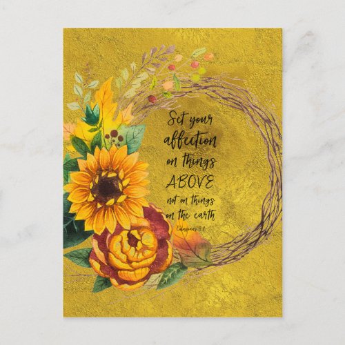 Sunflower Wreath with Bible Verse Postcard