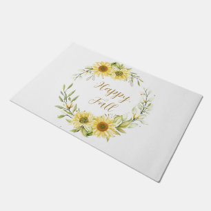 Sunflower wreath with customizable text   doormat