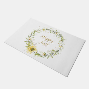 Sunflower wreath with customizable text doormat