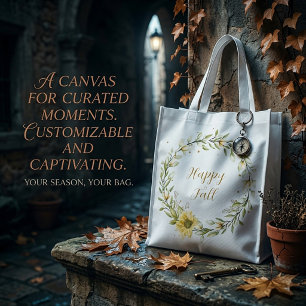 Sunflower wreath with customizable text  grocery bag