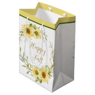 Sunflower wreath with customizable text medium gift bag
