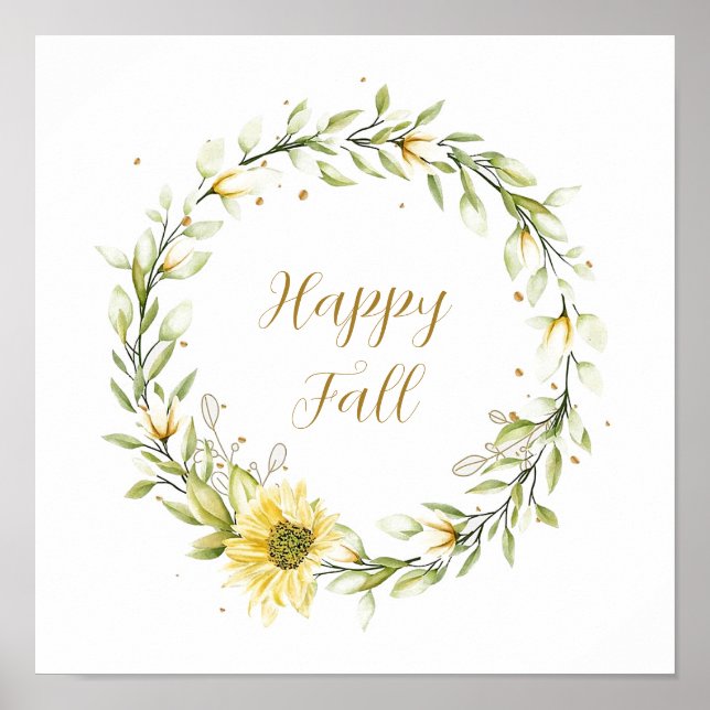 Sunflower wreath with customizable text poster (Front)