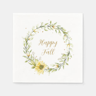 Sunflower wreath with customizable text throw napkins