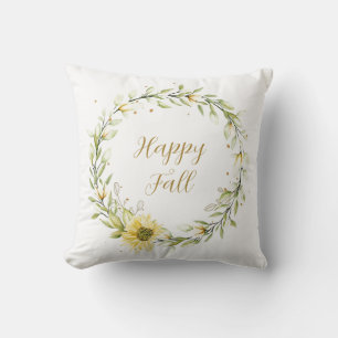Sunflower wreath with customizable text throw pill pillow
