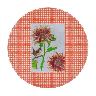 Sunflower Wren Cutting Board
