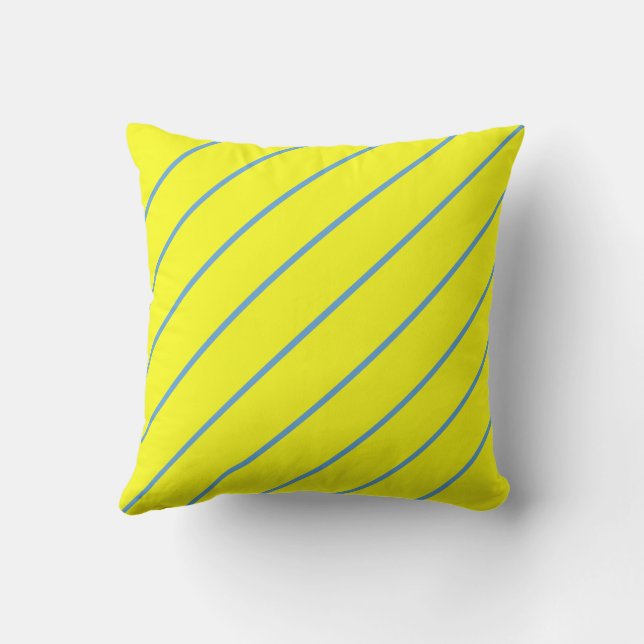 Sunflower Yellow And Blue Lines Throw Pillow (Back)
