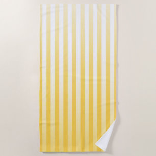 Sunflower Yellow and White Gradated Stripes Beach Towel
