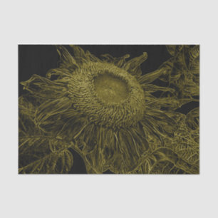 Sunflower Yellow Black Floral Art Decoupage Tissue Paper