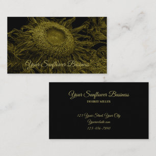 Sunflower Yellow Black Floral Art Elegant Business Card