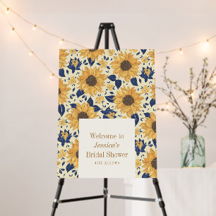 Sunflower Yellow Blue Bridal Shower Custom Welcome Foam Board