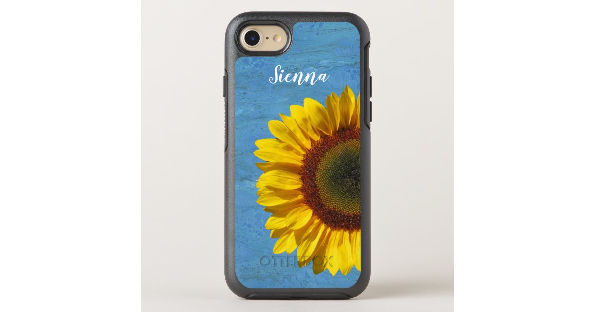 Sunflower Yellow Blue Personalized Otterbox Iphone Case Zazzle Com