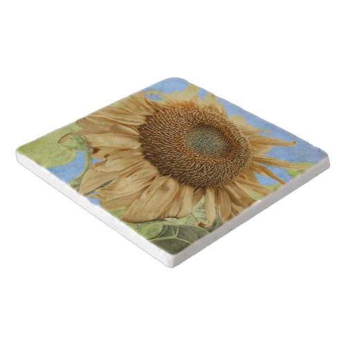 Sunflower Yellow Blue Rustic Country Garden Floral Trivet