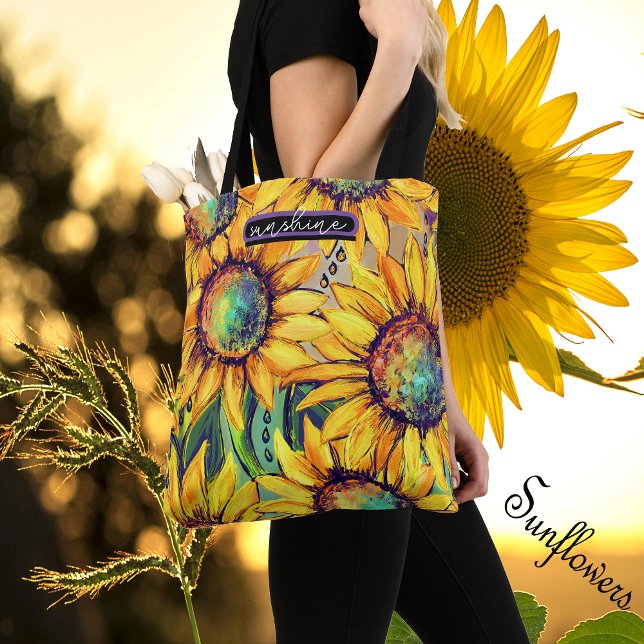Sunflower Yellow Blue  Tote Bag (Sunflower Yellow Blue Tote Bag)