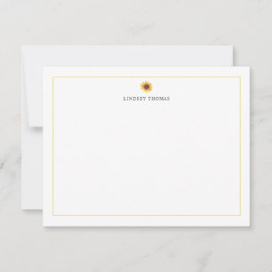 Sunflower Yellow Border Personalized Stationery Note Card