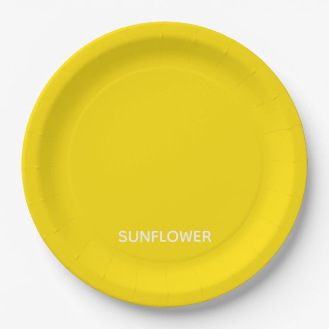 Sunflower Yellow Color Name Paper Plates (Front)