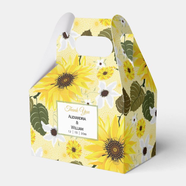 Sunflower Yellow Country Floral Garden | Wedding Favor Boxes (Front Side)