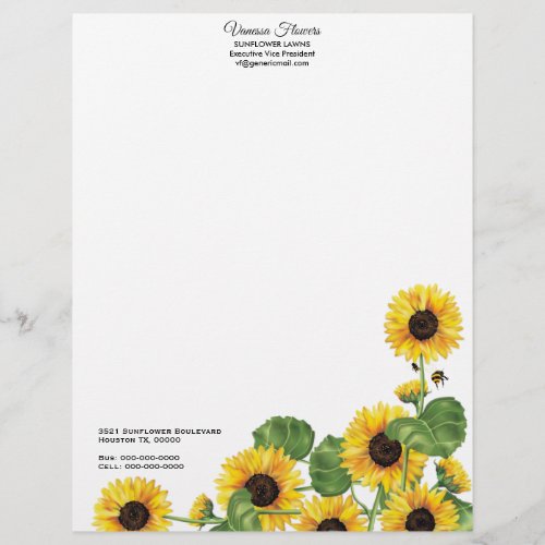 Sunflower Yellow Country Floral Letterhead