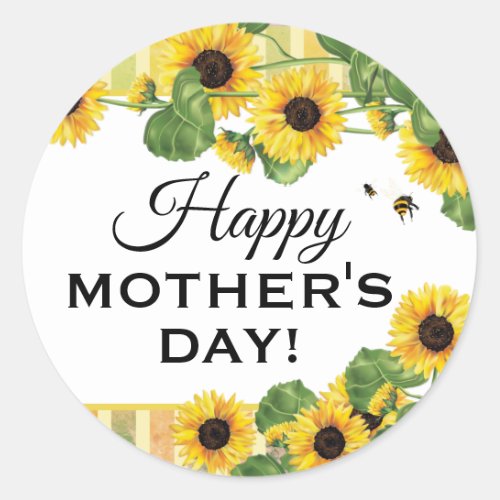 Sunflower Yellow Country Floral Mothers Day Classic Round Sticker