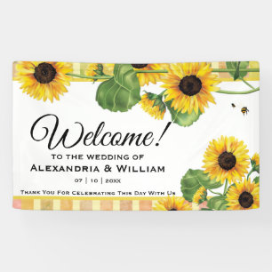Sunflower Yellow Country Floral   Wedding Welcome Banner