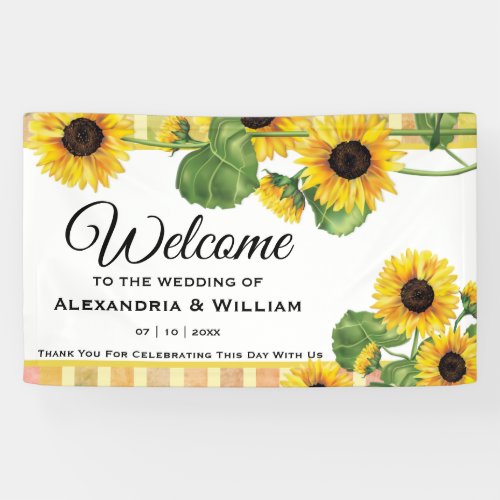 Sunflower Yellow Country Floral  Wedding Welcome Banner