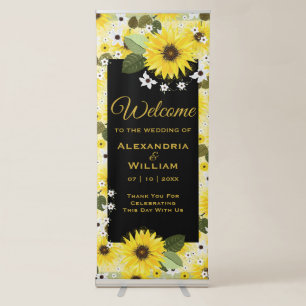 Sunflower Yellow Country Floral   Wedding Welcome Retractable Banner