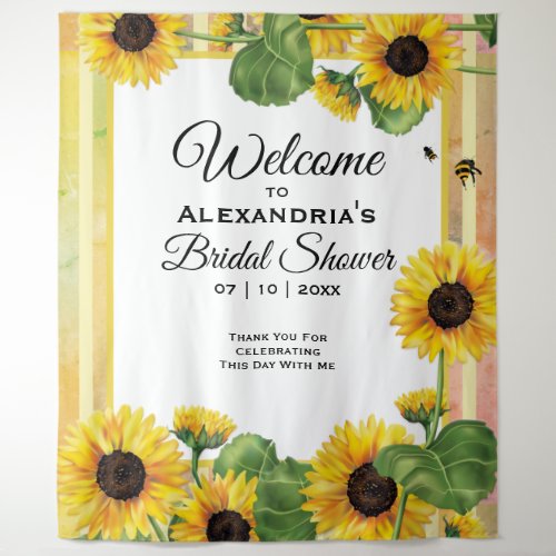 Sunflower Yellow Country Floral  Wedding Welcome Tapestry