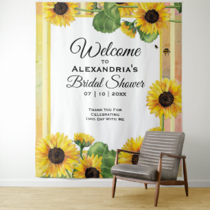 Sunflower Yellow Country Floral Wedding Welcome Tapestry