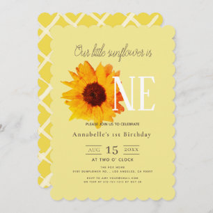 Sunflower Yellow Cute 1st Birthday Invitation