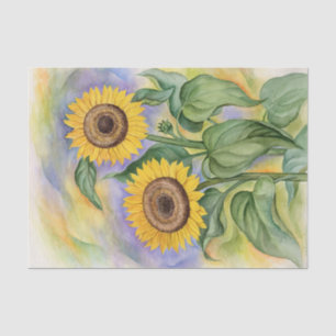 Sunflower Yellow Decoupage Floral Watercolor Art Tissue Paper