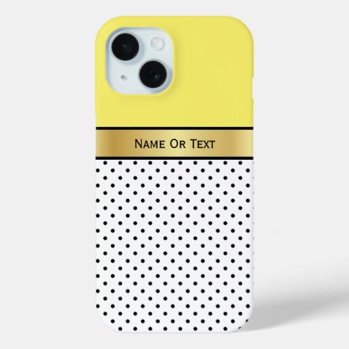 Sunflower Yellow Fashion Color White  Black Dots iPhone 15 Case