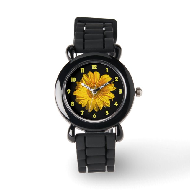 Sunflower Yellow Fat Numbers wacnm Watch (Front)
