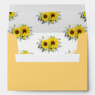 Sunflower Yellow Floral 5x7 Card Wedding A7 Envelope