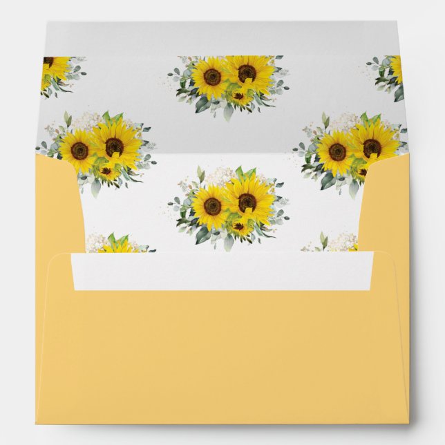 Sunflower Yellow Floral 5x7 Card Wedding A7 Envelope (Back (Bottom))