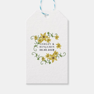 Sunflower Yellow Floral Botanical Hand drawn Oil Gift Tags