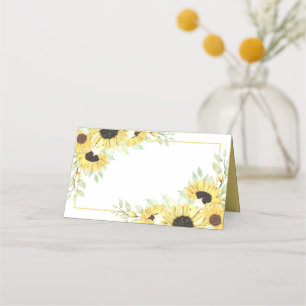 sunflower, yellow floral, country wedding, rustic place card