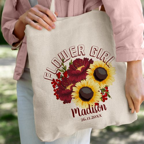 Sunflower Yellow Floral Cute Flowergirl Wedding  Tote Bag