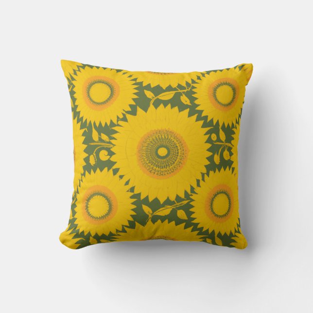 Sunflower - Yellow Floral Design Throw Pillow (Front)