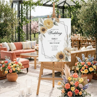 Sunflower Yellow Floral Framed Wedding Foam Board