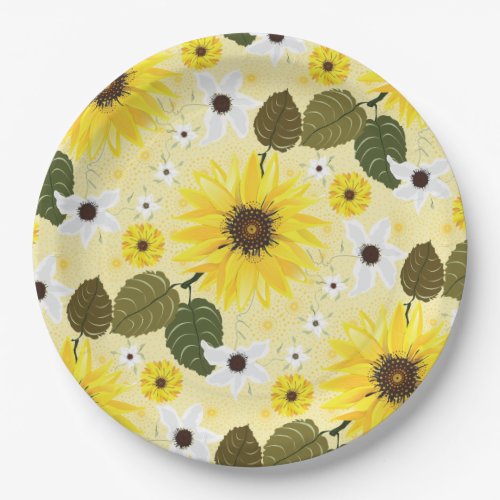 Sunflower Yellow Floral Garden Wedding Paper Plates