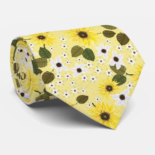 Sunflower Yellow Floral Pattern Neck Tie