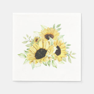 Sunflower Yellow Floral Rustic Summer Wedding Napkins