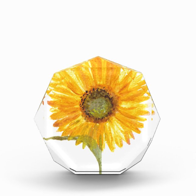 Sunflower yellow floral watercolor Rustic flowers Acrylic Award (Front)