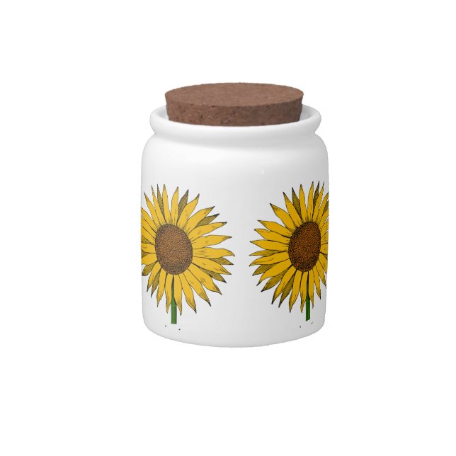Sunflower Yellow Flower Candy Jar (Front)