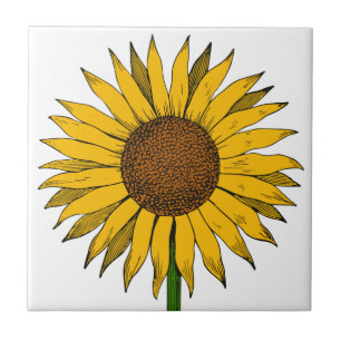 Sunflower Yellow Flower Ceramic Tile