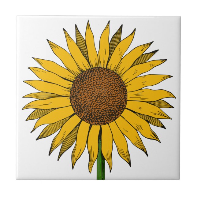 Sunflower Yellow Flower Ceramic Tile (Front)
